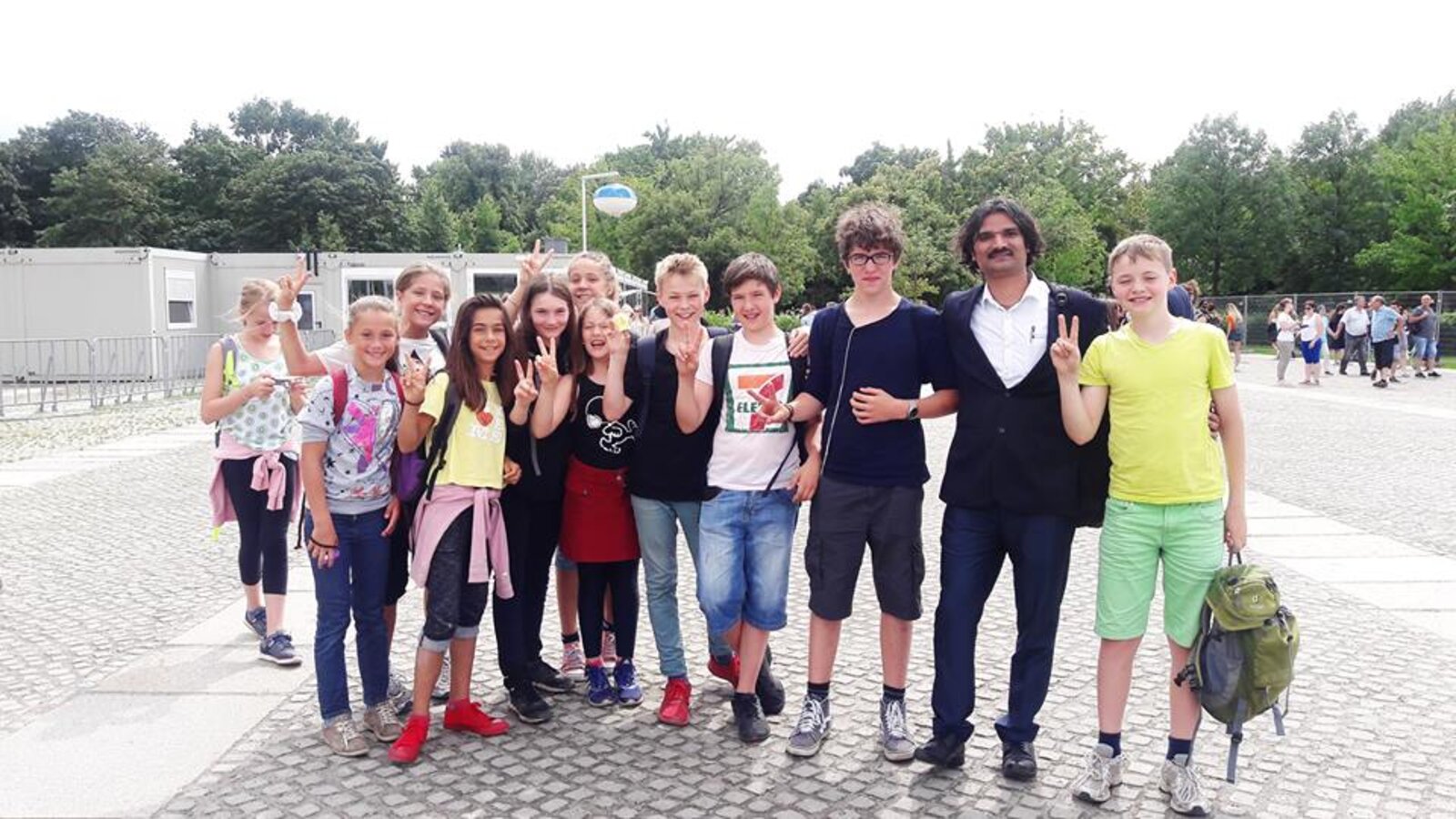 Global Classroom students connecting internationally, pictured with peers in Germany.